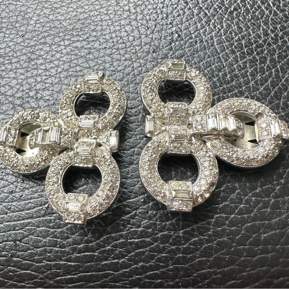 Vintage rhinestone sweater clips